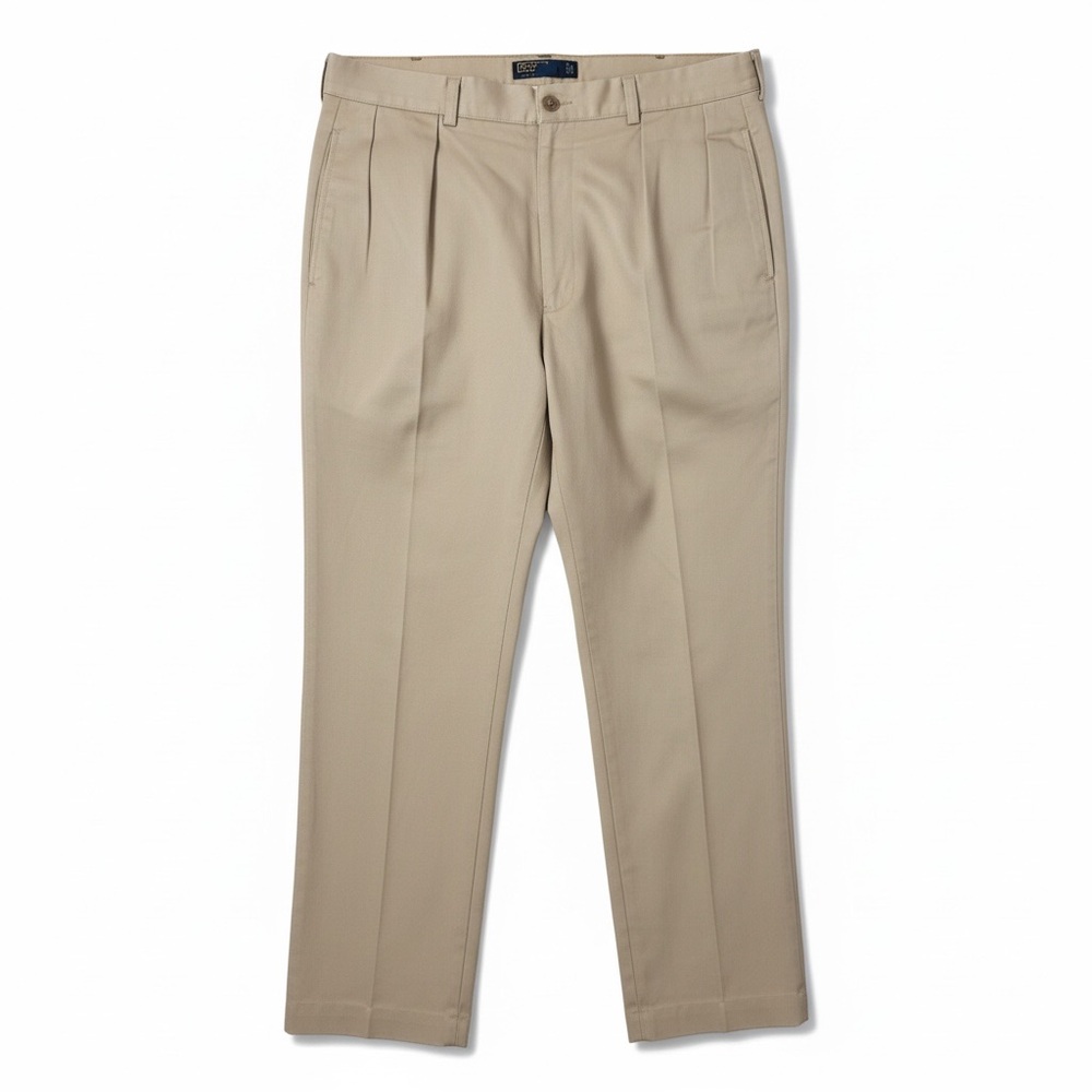 Polo Ralph Lauren Classic Chino Pants Mens 36x29 Tan Khaki Andrew Pleated Cotton